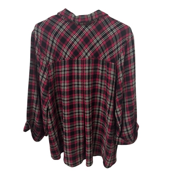 Habitat Plaid Gauzy Button Down Blouse Size Large - Picture 2 of 5